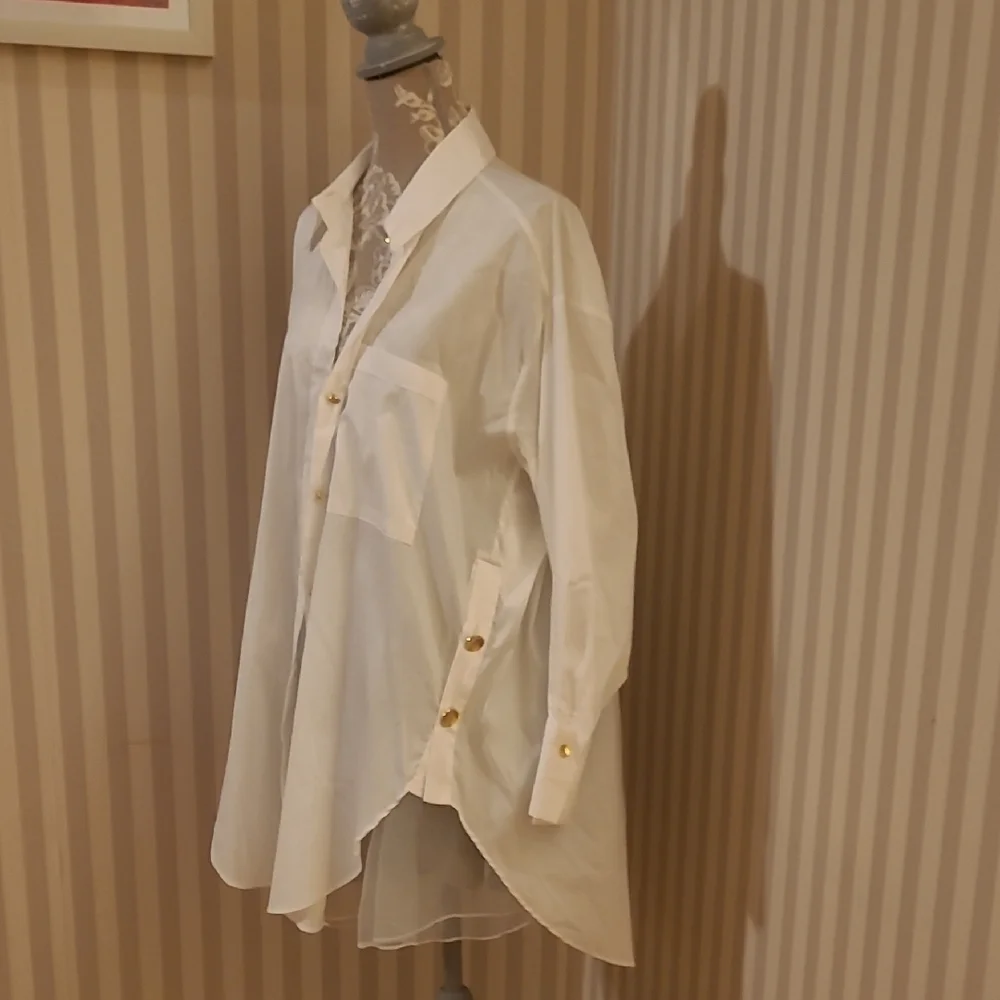 Zara Elegant Cream Button-Down Blouse - Picture 5 of 5